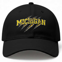 Michigan Fan Baseball Cap MI State Sports Game Day Scratch Mark