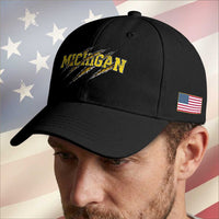 Michigan Fan Baseball Cap MI State Sports Game Day Scratch Mark