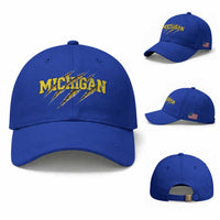 Michigan Fan Baseball Cap MI State Sports Game Day Scratch Mark