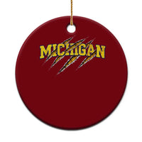 Michigan Fan Ceramic Ornament MI State Sports Game Day Scratch Mark