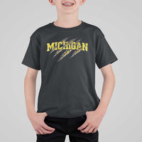 Michigan Fan T Shirt For Kid MI State Sports Game Day Scratch Mark
