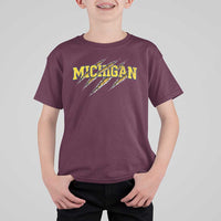 Michigan Fan T Shirt For Kid MI State Sports Game Day Scratch Mark
