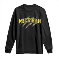 Michigan Fan Long Sleeve Shirt MI State Sports Game Day Scratch Mark