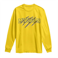 Michigan Fan Long Sleeve Shirt MI State Sports Game Day Scratch Mark