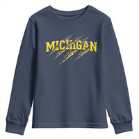 Michigan Fan Youth Sweatshirt MI State Sports Game Day Scratch Mark