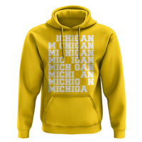 Michigan Fan Hoodie Yellow Bold Athletic Sport State Letters Game Day