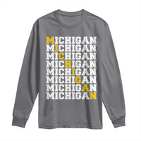 Michigan Fan Long Sleeve Shirt Yellow Bold Athletic Sport State Letters Game Day