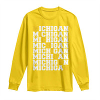 Michigan Fan Long Sleeve Shirt Yellow Bold Athletic Sport State Letters Game Day