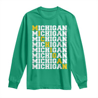 Michigan Fan Long Sleeve Shirt Yellow Bold Athletic Sport State Letters Game Day