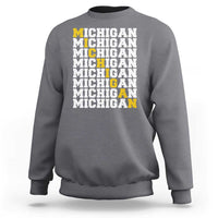 Michigan Fan Sweatshirt Yellow Bold Athletic Sport State Letters Game Day
