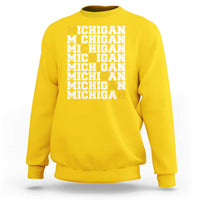 Michigan Fan Sweatshirt Yellow Bold Athletic Sport State Letters Game Day