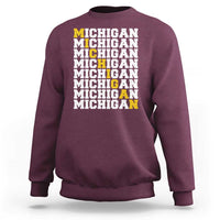 Michigan Fan Sweatshirt Yellow Bold Athletic Sport State Letters Game Day