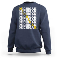 Michigan Fan Sweatshirt Yellow Bold Athletic Sport State Letters Game Day
