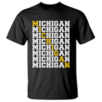Michigan Fan T Shirt Yellow Bold Athletic Sport State Letters Game Day