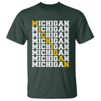 Michigan Fan T Shirt Yellow Bold Athletic Sport State Letters Game Day