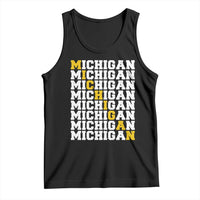 Michigan Fan Tank Top Yellow Bold Athletic Sport State Letters Game Day