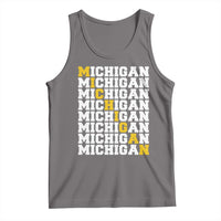 Michigan Fan Tank Top Yellow Bold Athletic Sport State Letters Game Day