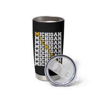 Michigan Fan Tumbler Cup Yellow Bold Athletic Sport State Letters Game Day