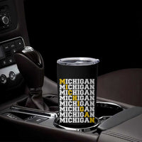 Michigan Fan Tumbler Cup Yellow Bold Athletic Sport State Letters Game Day
