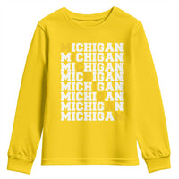 Michigan Fan Youth Sweatshirt Yellow Bold Athletic Sport State Letters Game Day