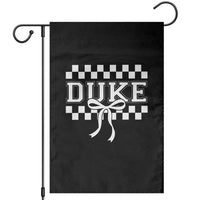Duke Bold Letters Name Coquette Bow Checkered for Sports Fans Garden Flag