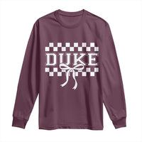 Duke Bold Letters Name Coquette Bow Checkered for Sports Fans Long Sleeve Shirt
