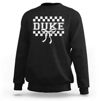Duke Bold Letters Name Coquette Bow Checkered for Sports Fans Sweatshirt