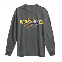 Wolverine Lover Sports Game Day Scratch Mark Long Sleeve Shirt