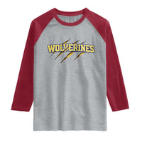 Wolverine Lover Sports Game Day Scratch Mark Raglan Shirt