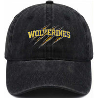 Wolverine Lover Sports Game Day Scratch Mark Washed Cotton Baseball Cap