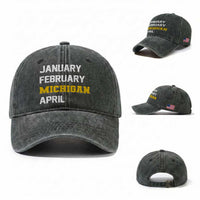 January February Michigan April Washed Cotton Baseball Cap Basketball Game Day