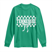 Tennessee Fan Long Sleeve Shirt TN State Sport Coquette Bow Checkered Design Game Day