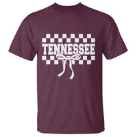 Tennessee Fan T Shirt TN State Sport Coquette Bow Checkered Design Game Day