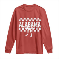 Alabama Fan Long Sleeve Shirt AL State Sport Coquette Bow Checkered Design Game Day