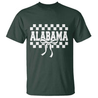 Alabama Fan T Shirt AL State Sport Coquette Bow Checkered Design Game Day