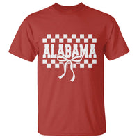 Alabama Fan T Shirt AL State Sport Coquette Bow Checkered Design Game Day