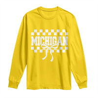 Michigan Fan Long Sleeve Shirt MI State Sport Coquette Bow Checkered Design Game Day