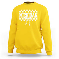 Michigan Fan Sweatshirt MI State Sport Coquette Bow Checkered Design Game Day