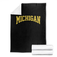 Michigan Fan Throw Blanket Yellow Bold Sport State Letters Game Day