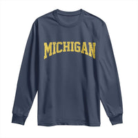 Michigan Fan Long Sleeve Shirt Yellow Bold Sport State Letters Game Day