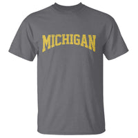 Michigan Fan T Shirt Yellow Bold Sport State Letters Game Day