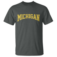 Michigan Fan T Shirt Yellow Bold Sport State Letters Game Day