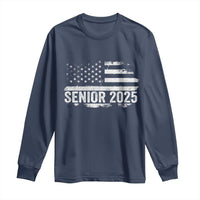 Senior 2025 Graduation Long Sleeve Shirt Class Of 2025 Vintage American Flag