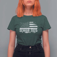 Senior 2025 Graduation T Shirt For Women Class Of 2025 Vintage American Flag
