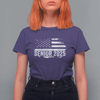 Senior 2025 Graduation T Shirt For Women Class Of 2025 Vintage American Flag