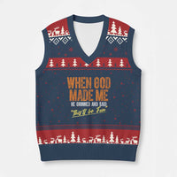 Funny When God Made Me He Grinned And Said This'll Be Fun V-Neck Knit Sweater Vest - Wonder Print Shop