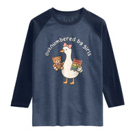 Outnumbered By Girls Raglan Shirt Funny Girl Dad Goose