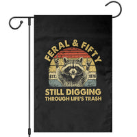50th Birthday Raccoon Garden Flag Feral And Fifty Still Digging Through Life's Trash Est 1976