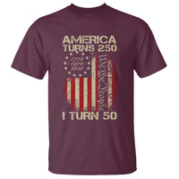 America Turns 250 I Turn 50 T Shirt 50th Birthday 250th Anniversary USA Vintage 1976 Bday