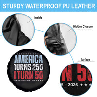America Turns 250 I Turn 50 Spare Tire Cover 50th Birthday 250th Anniversary USA Vintage 1976